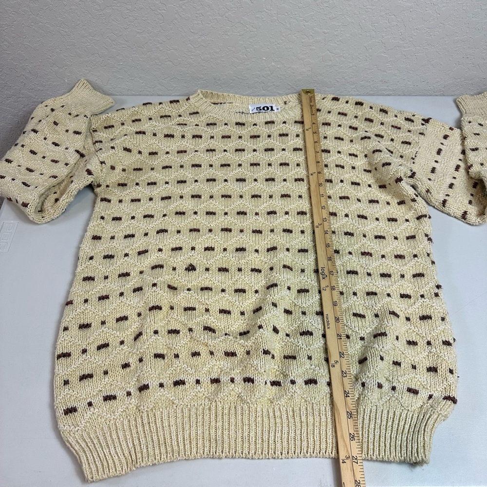 Vintage Trader Bay 501 Made in the USA Grandpa Textured Sweater in Cream Size M - Picture 6 of 8